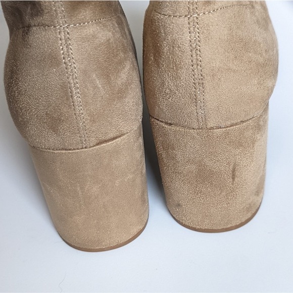 Marc Fisher Ileesia Tan Faux Suede Stretch Zipper Block Heel Bootie Size 11 - Picture 7 of 11